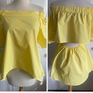 VICI Yellow Off-Shoulder Women's Top with Back Opening - Size M - NEW